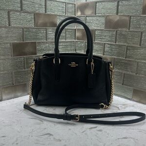 Coach Black Leather Satchel with Gold Hardware